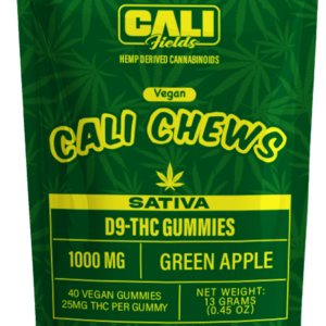 Cali Fields Cali Chews – D9-THC Gummies Green Apple – Sativa – 1000mg