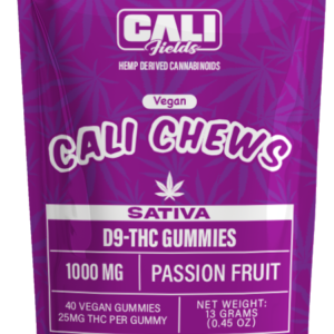 Cali Fields Cali Chews – D9-THC Gummies Passion Fruit – Sativa – 1000mg