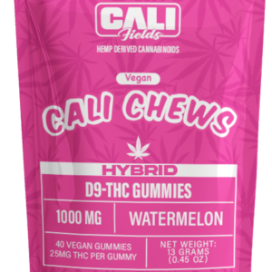 Cali Fields Cali Chews – D9-THC Gummies Watermelon – Hybrid – 1000mg